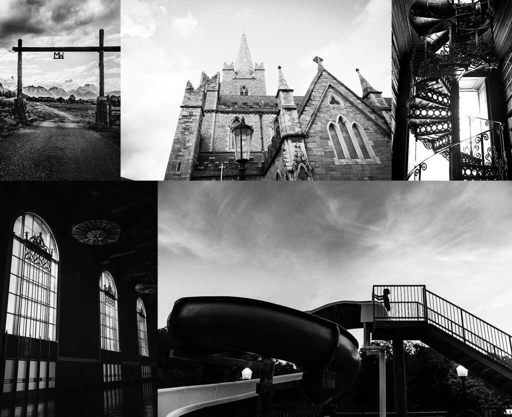 collage of black & white travel photography